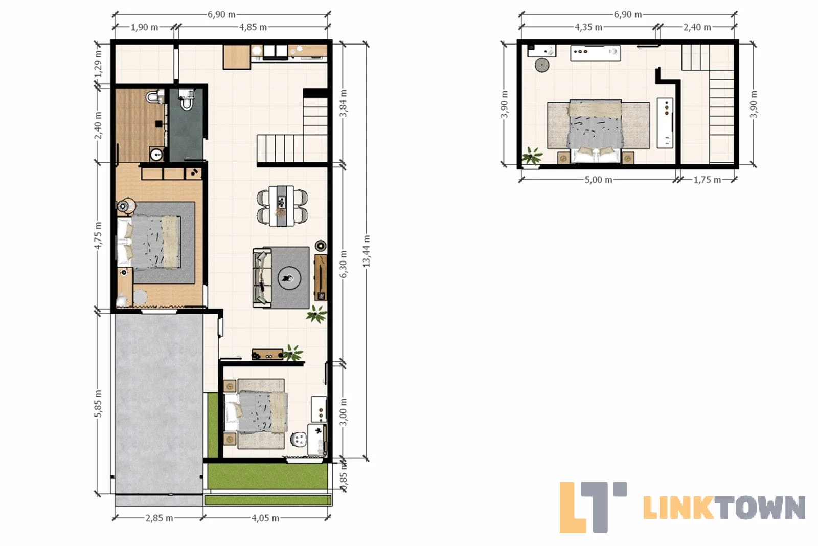 1 Lantai + Mezzanine